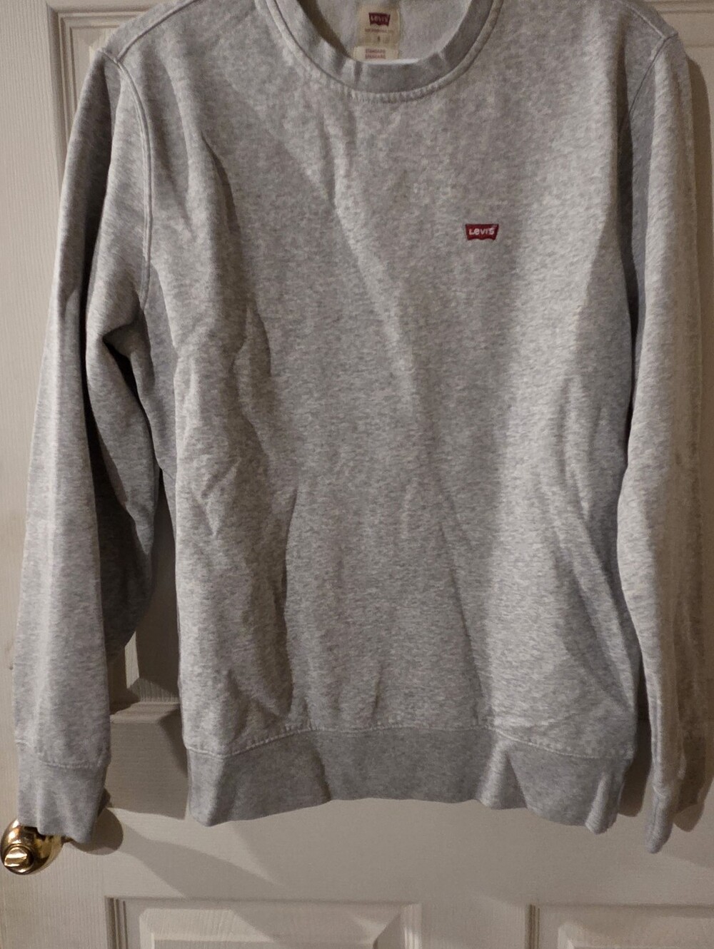 Levi's Light Gray Crewneck Sweatshirt with Small Red Logo